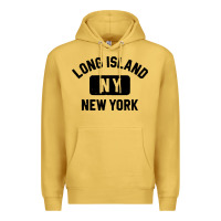 Antique Gold long island ny gym style distressed amber print Premium Hoodie - artisFamous