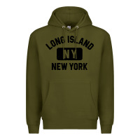 Army Green long island ny gym style distressed amber print Premium Hoodie - artisFamous