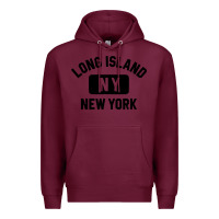 Burgundy long island ny gym style distressed amber print Premium Hoodie - artisFamous