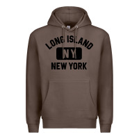 Coffee long island ny gym style distressed amber print Premium Hoodie - artisFamous