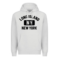 Dove Grey long island ny gym style distressed amber print Premium Hoodie - artisFamous