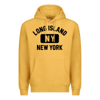 Mustard long island ny gym style distressed amber print Premium Hoodie - artisFamous