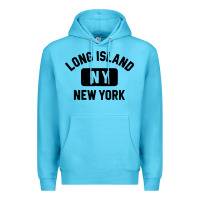 Ocean Blue long island ny gym style distressed amber print Premium Hoodie - artisFamous