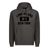 Smoke long island ny gym style distressed amber print Premium Hoodie - artisFamous