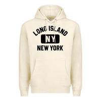 Long Island Ny Gym Style Distressed Amber Print Premium Hoodie | Teevron