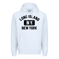 White long island ny gym style distressed amber print Premium Hoodie - artisFamous