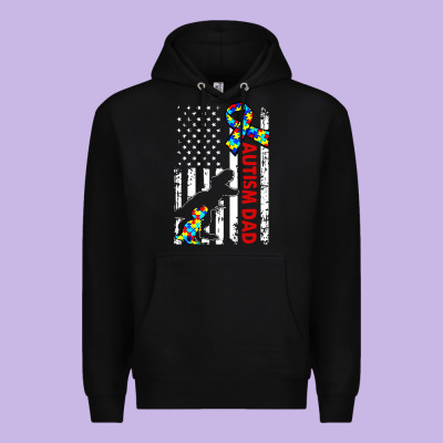 Mens Distressed Dinosaur Autism Dad Usa Flag Premium Hoodie Designed By Artisfamous