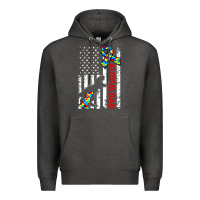 Charcoal Heather mens distressed dinosaur autism dad usa flag Premium Hoodie - artisFamous