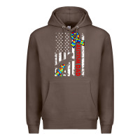 Coffee mens distressed dinosaur autism dad usa flag Premium Hoodie - artisFamous