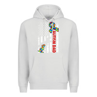 Dove Grey mens distressed dinosaur autism dad usa flag Premium Hoodie - artisFamous