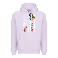 Lilac mens distressed dinosaur autism dad usa flag Premium Hoodie - artisFamous