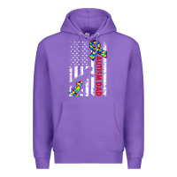 Purple mens distressed dinosaur autism dad usa flag Premium Hoodie - artisFamous