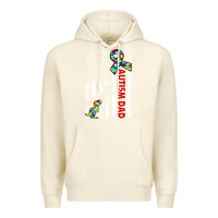 Sandshell mens distressed dinosaur autism dad usa flag Premium Hoodie - artisFamous