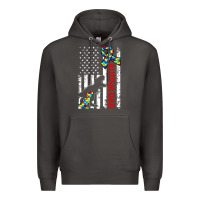 Smoke mens distressed dinosaur autism dad usa flag Premium Hoodie - artisFamous