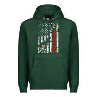 Sports Green mens distressed dinosaur autism dad usa flag Premium Hoodie - artisFamous