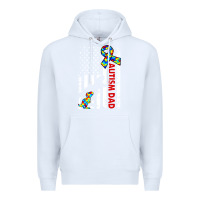 White mens distressed dinosaur autism dad usa flag Premium Hoodie - artisFamous
