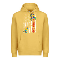 Antique Gold mens distressed dinosaur autism dad usa flag Premium Hoodie - artisFamous