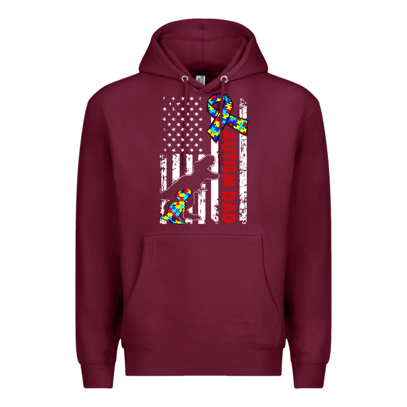 Mens Distressed Dinosaur Autism Dad Usa Flag Premium Hoodie by artisFamous | Teevron