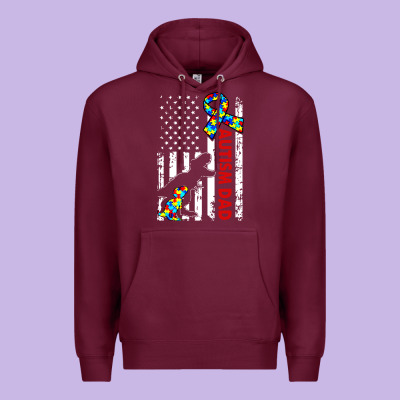 Mens Distressed Dinosaur Autism Dad Usa Flag Premium Hoodie Designed By Artisfamous