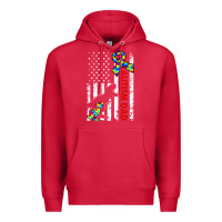 Cardinal mens distressed dinosaur autism dad usa flag Premium Hoodie - artisFamous