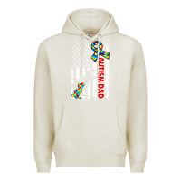 Oatmeal Heather mens distressed dinosaur autism dad usa flag Premium Hoodie - artisFamous