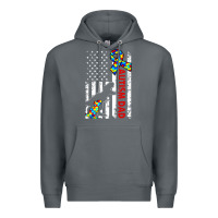Rock mens distressed dinosaur autism dad usa flag Premium Hoodie - artisFamous