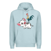 Blue Mist hei hei rooster and pig funny cartoon Premium Hoodie - artisFamous