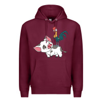 Burgundy hei hei rooster and pig funny cartoon Premium Hoodie - artisFamous