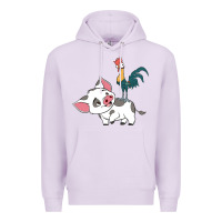 Lilac hei hei rooster and pig funny cartoon Premium Hoodie - artisFamous