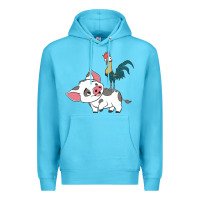 Ocean Blue hei hei rooster and pig funny cartoon Premium Hoodie - artisFamous