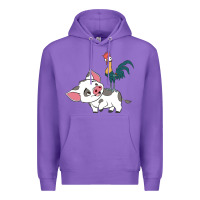 Purple hei hei rooster and pig funny cartoon Premium Hoodie - artisFamous