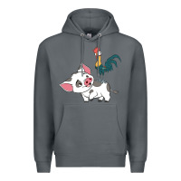 Rock hei hei rooster and pig funny cartoon Premium Hoodie - artisFamous