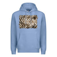 Colony Blue brown zebra pattern background Premium Hoodie - BarkalooDesign