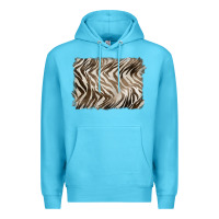 Ocean Blue brown zebra pattern background Premium Hoodie - BarkalooDesign