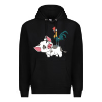 Black hei hei rooster and pig funny cartoon Premium Hoodie - artisFamous