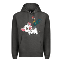 Charcoal Heather hei hei rooster and pig funny cartoon Premium Hoodie - artisFamous