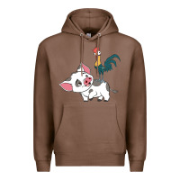 Chestnut hei hei rooster and pig funny cartoon Premium Hoodie - artisFamous