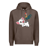Coffee hei hei rooster and pig funny cartoon Premium Hoodie - artisFamous