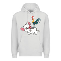 Dove Grey hei hei rooster and pig funny cartoon Premium Hoodie - artisFamous