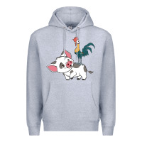 Heather Grey hei hei rooster and pig funny cartoon Premium Hoodie - artisFamous