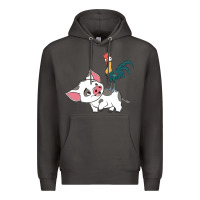 Smoke hei hei rooster and pig funny cartoon Premium Hoodie - artisFamous