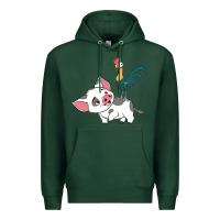 Sports Green hei hei rooster and pig funny cartoon Premium Hoodie - artisFamous