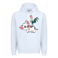 White hei hei rooster and pig funny cartoon Premium Hoodie - artisFamous