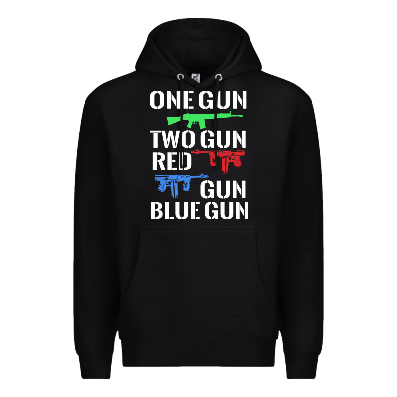 One Gun Two Gun Red Gun Blue Gun Premium Hoodie by artisFamous | Teevron