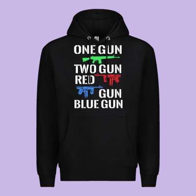 One Gun Two Gun Red Gun Blue Gun Premium Hoodie Designed By Artisfamous