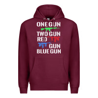 Burgundy one gun two gun red gun blue gun Premium Hoodie - artisFamous