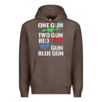 Coffee one gun two gun red gun blue gun Premium Hoodie - artisFamous