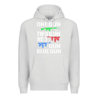 Dove Grey one gun two gun red gun blue gun Premium Hoodie - artisFamous