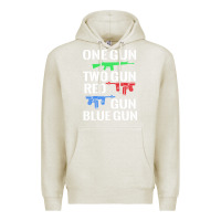 Oatmeal Heather one gun two gun red gun blue gun Premium Hoodie - artisFamous