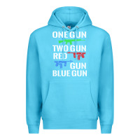 Ocean Blue one gun two gun red gun blue gun Premium Hoodie - artisFamous